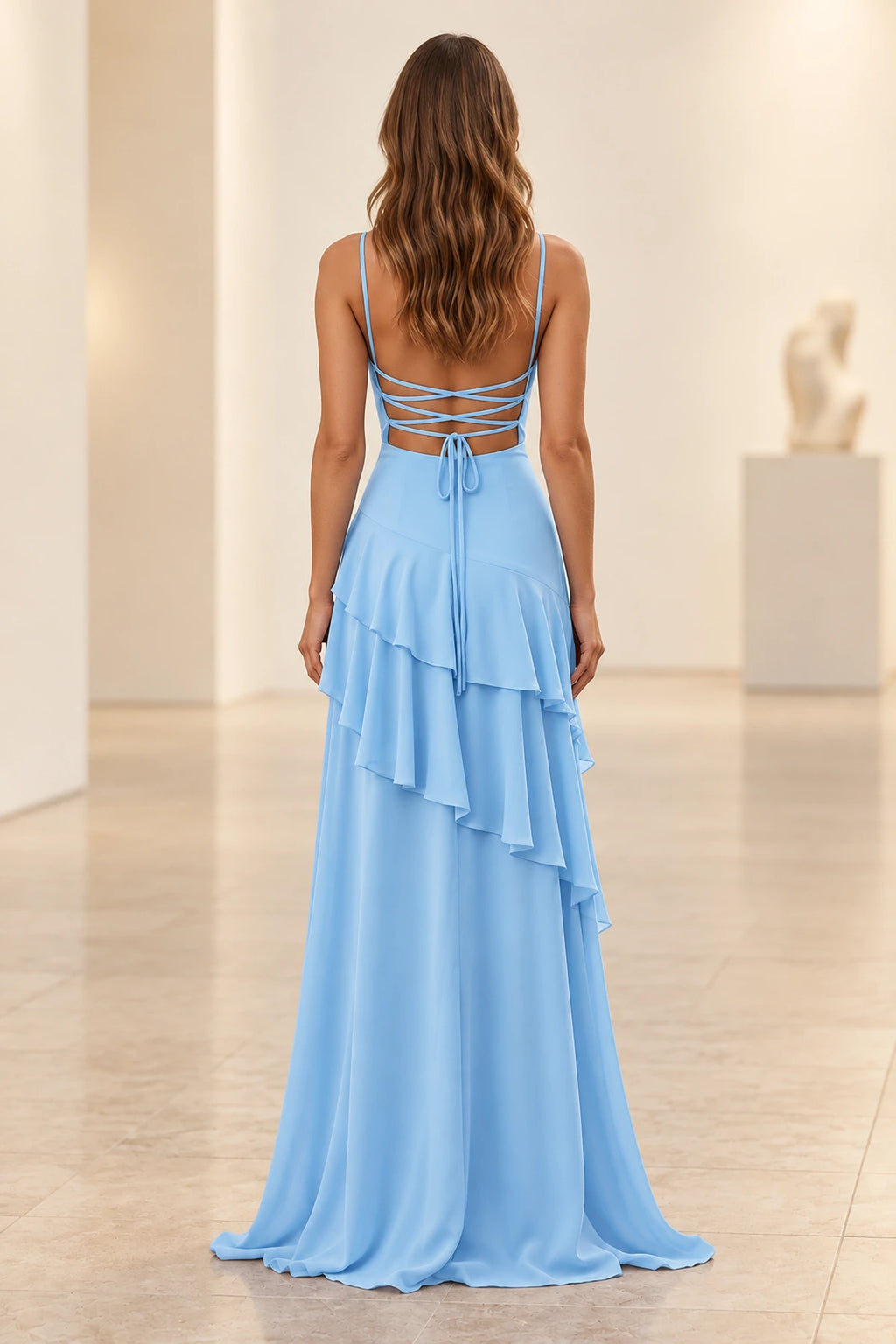 Romantic Chiffon A-Line Sweetheart Sleeveless Lace-Up Floor-Length Prom Dress
