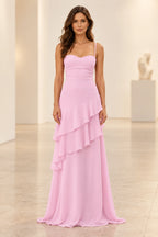 Romantic Chiffon A-Line Sweetheart Sleeveless Lace-Up Floor-Length Prom Dress