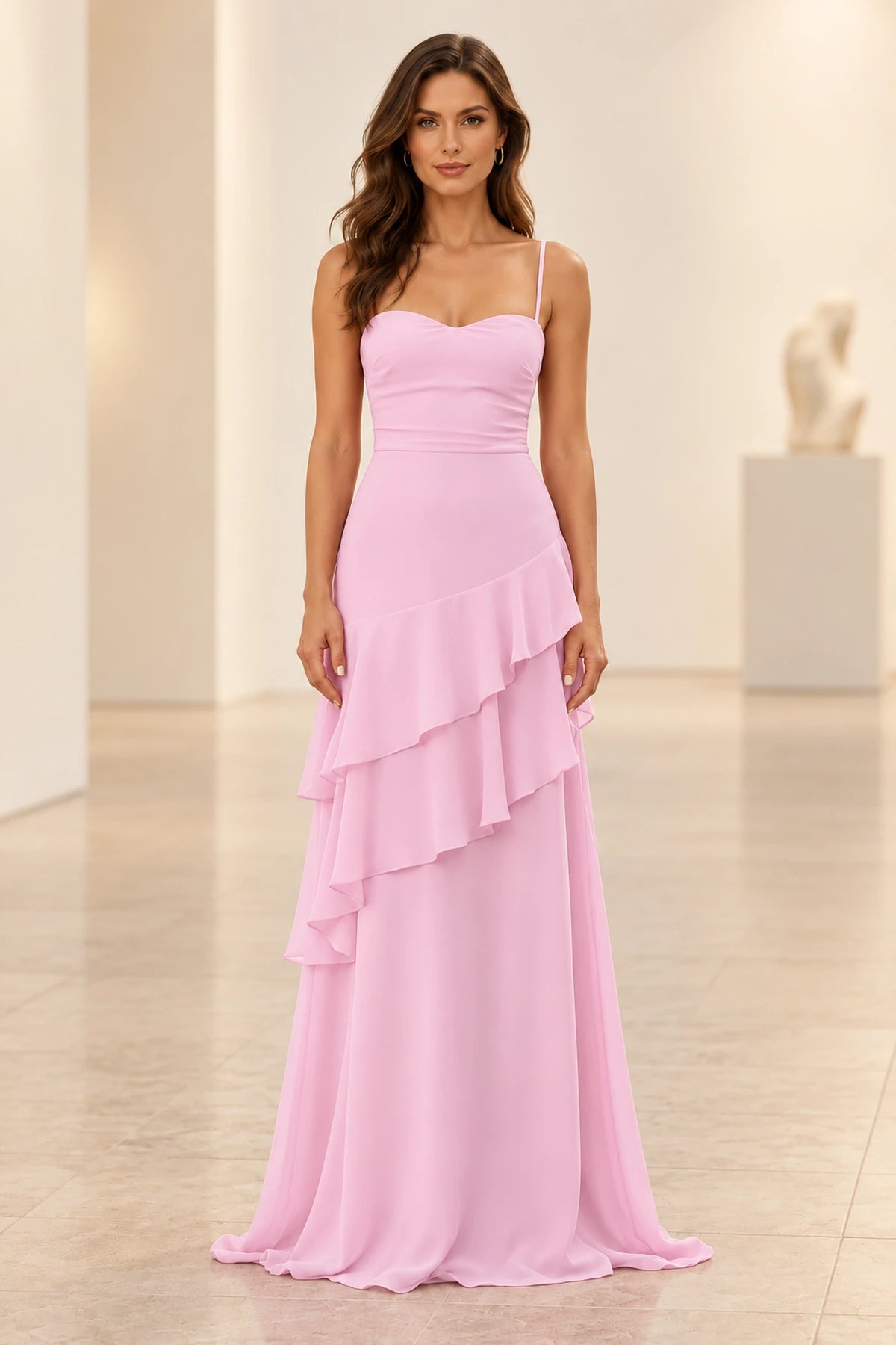 Romantic Chiffon A-Line Sweetheart Sleeveless Lace-Up Floor-Length Prom Dress