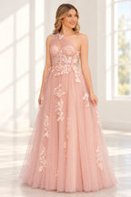 Romantic Tulle A Line Sweetheart One Shoulder Floral Long Prom Dress