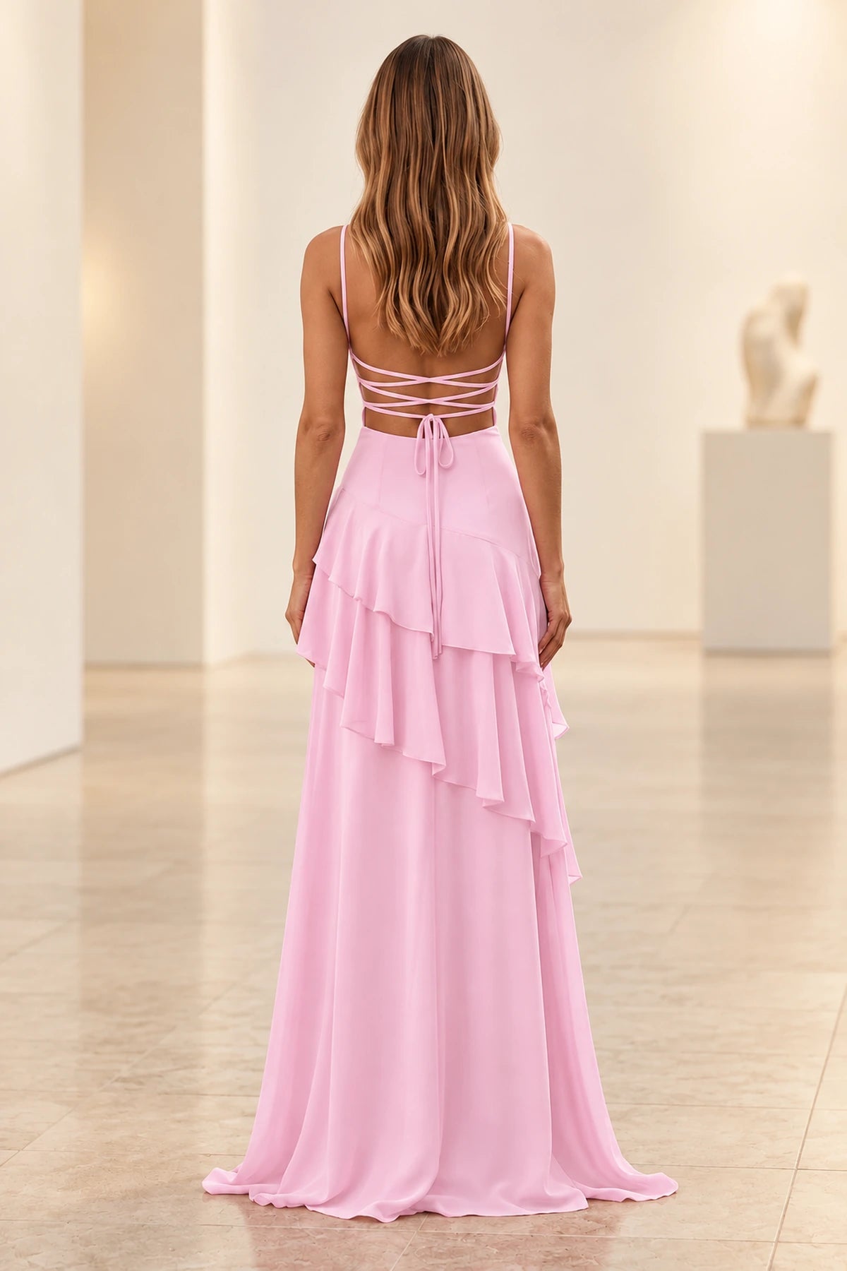Romantic Chiffon A-Line Sweetheart Sleeveless Lace-Up Floor-Length Prom Dress