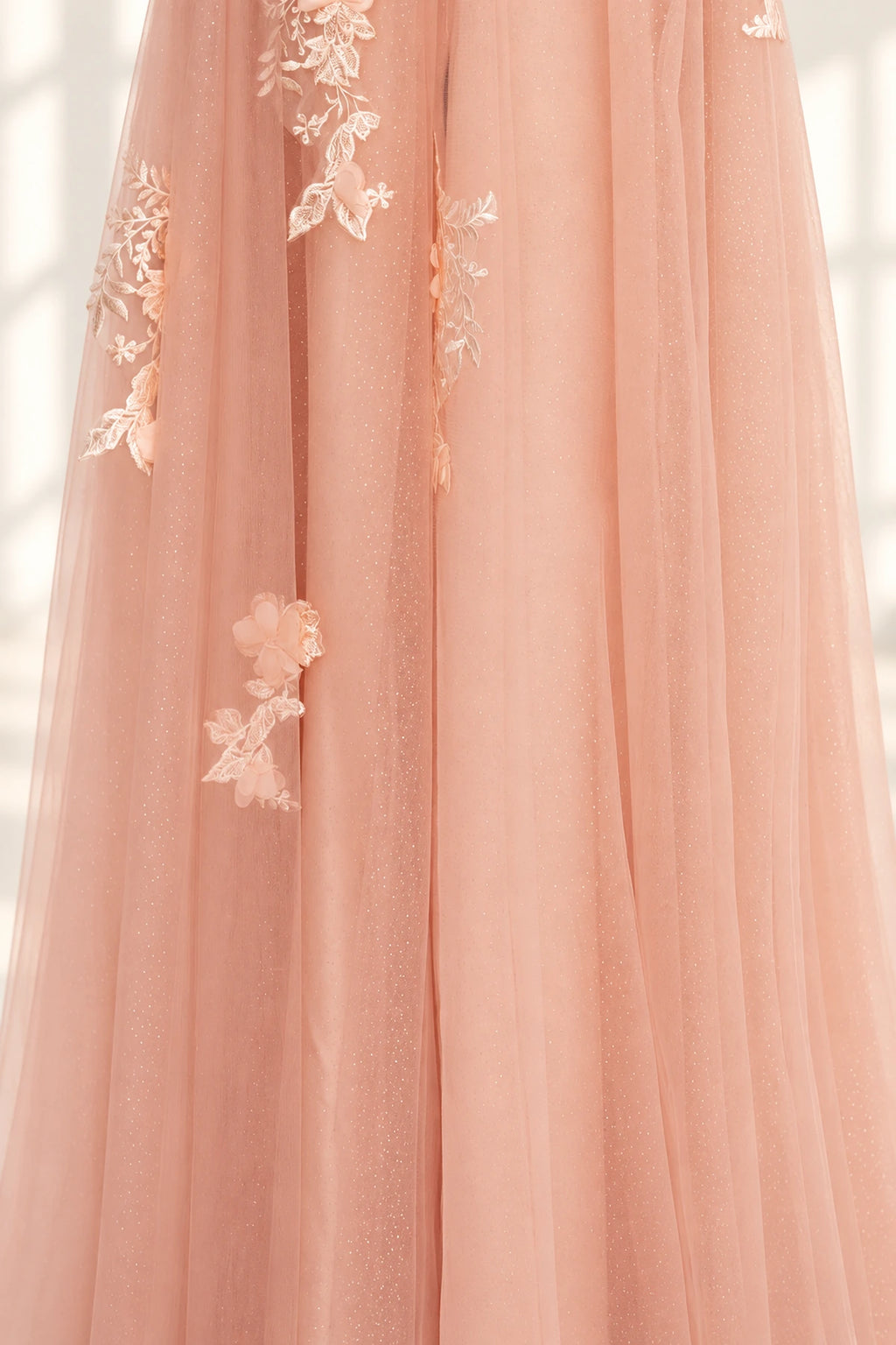 Romantic Tulle A Line Sweetheart One Shoulder Floral Long Prom Dress
