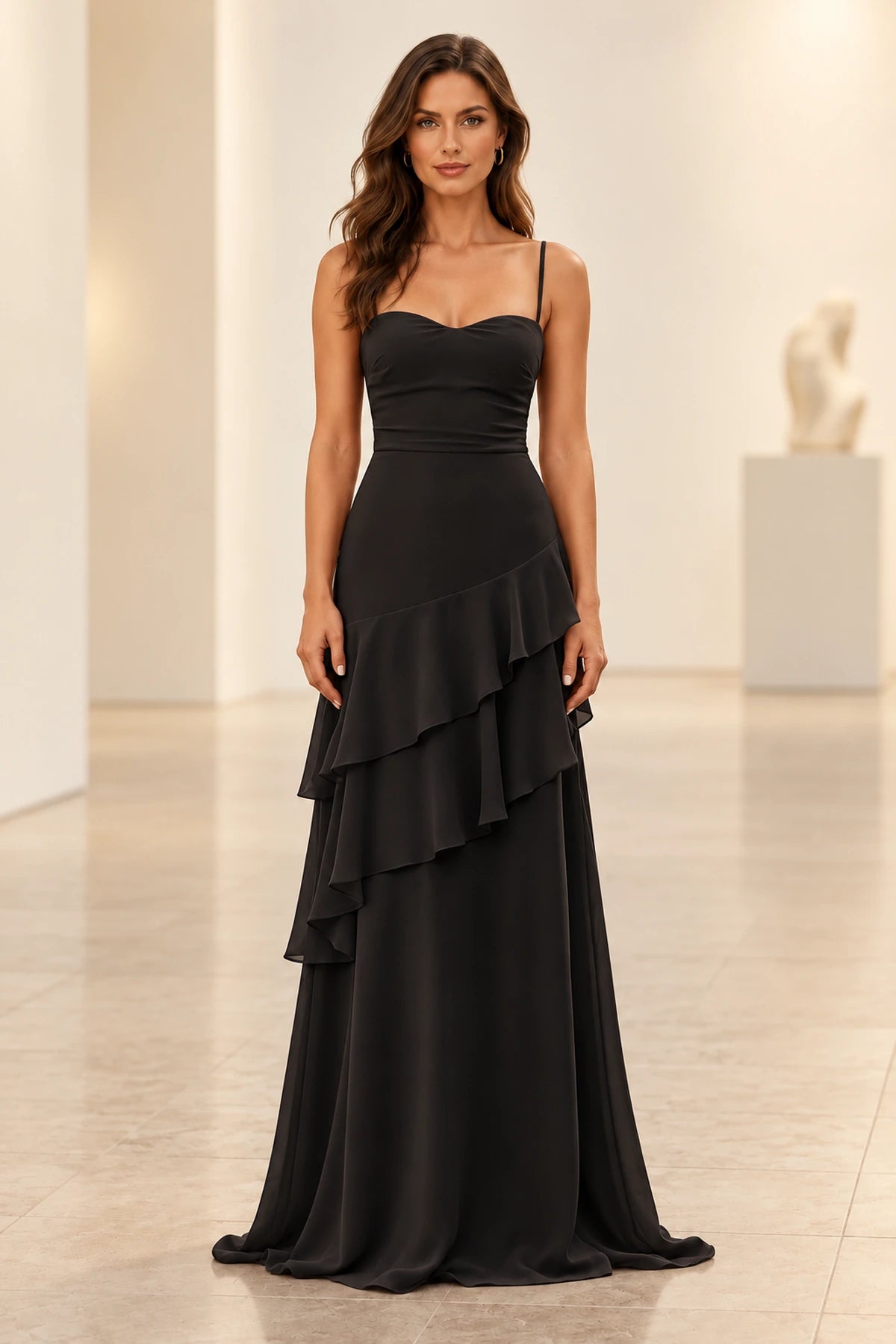Romantic Chiffon A-Line Sweetheart Sleeveless Lace-Up Floor-Length Prom Dress