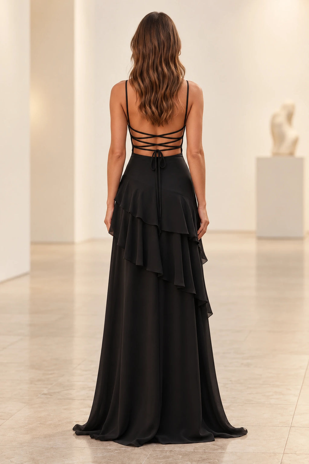 Romantic Chiffon A-Line Sweetheart Sleeveless Lace-Up Floor-Length Prom Dress