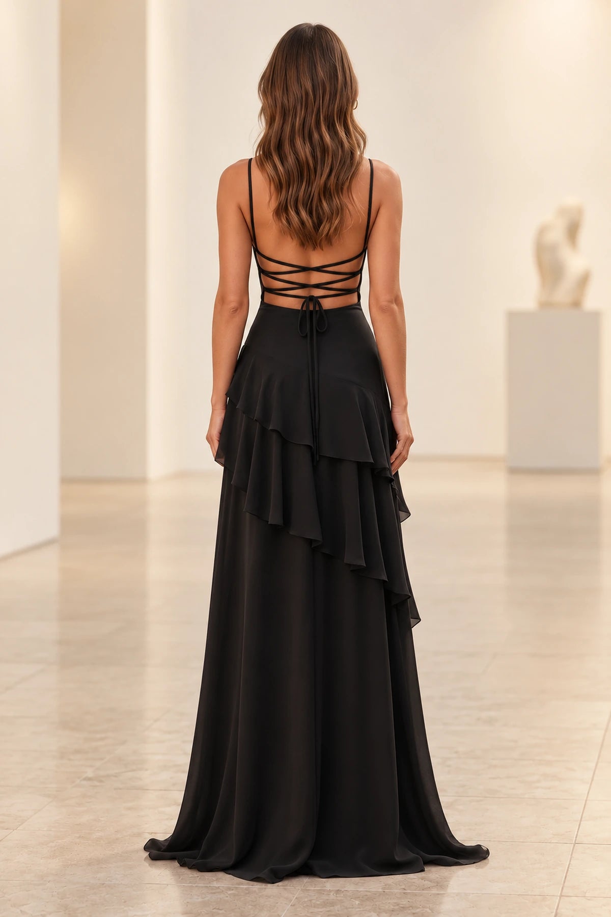 Romantic Chiffon A-Line Sweetheart Sleeveless Lace-Up Floor-Length Prom Dress