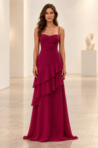 Romantic Chiffon A-Line Sweetheart Sleeveless Lace-Up Floor-Length Prom Dress