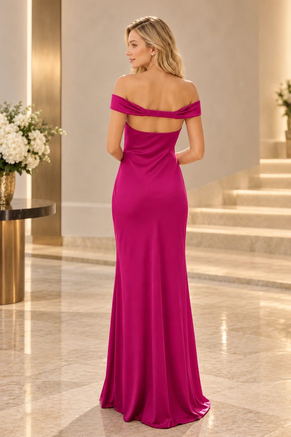 Elegant Satin Sheath Sweetheart Cap-Sleeve Cutout-Back Floor-Length Prom  Dress
