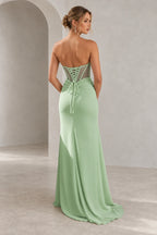 Elegant Chiffon Mermaid Sweetheart Strapless Cutout Lace-Up Back Prom Dress
