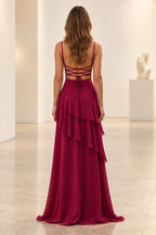 Romantic Chiffon A-Line Sweetheart Sleeveless Lace-Up Floor-Length Prom Dress