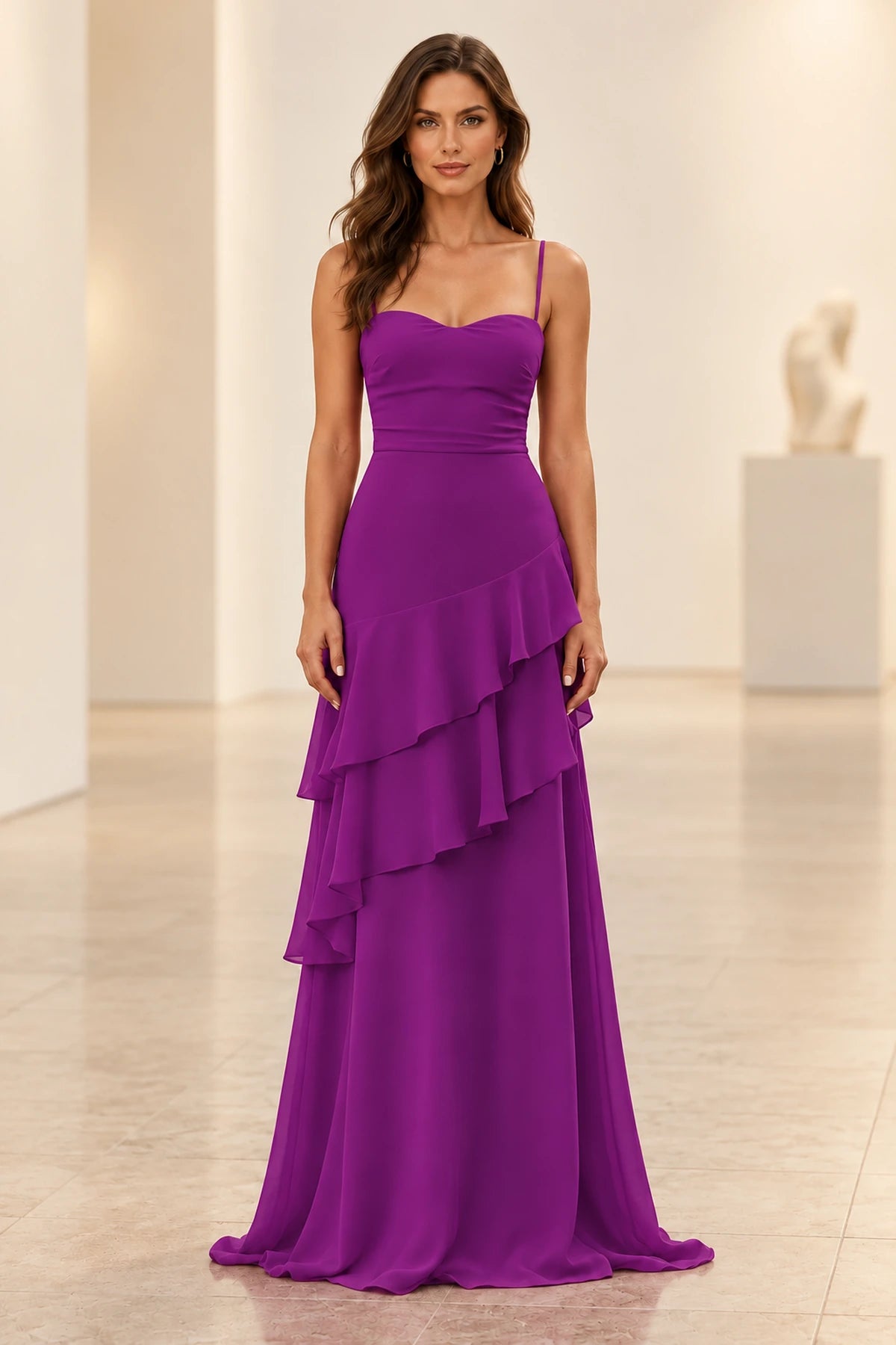 Romantic Chiffon A-Line Sweetheart Sleeveless Lace-Up Floor-Length Prom Dress
