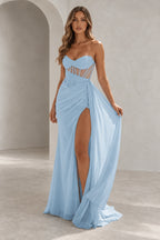 Elegant Chiffon Mermaid Sweetheart Strapless Cutout Lace-Up Back Prom Dress
