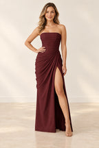 Chic Sheath Strapless Sleeveless Lace Up Back Floor Length Bridesmaid Dress