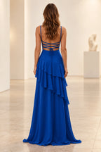 Romantic Chiffon A-Line Sweetheart Sleeveless Lace-Up Floor-Length Prom Dress