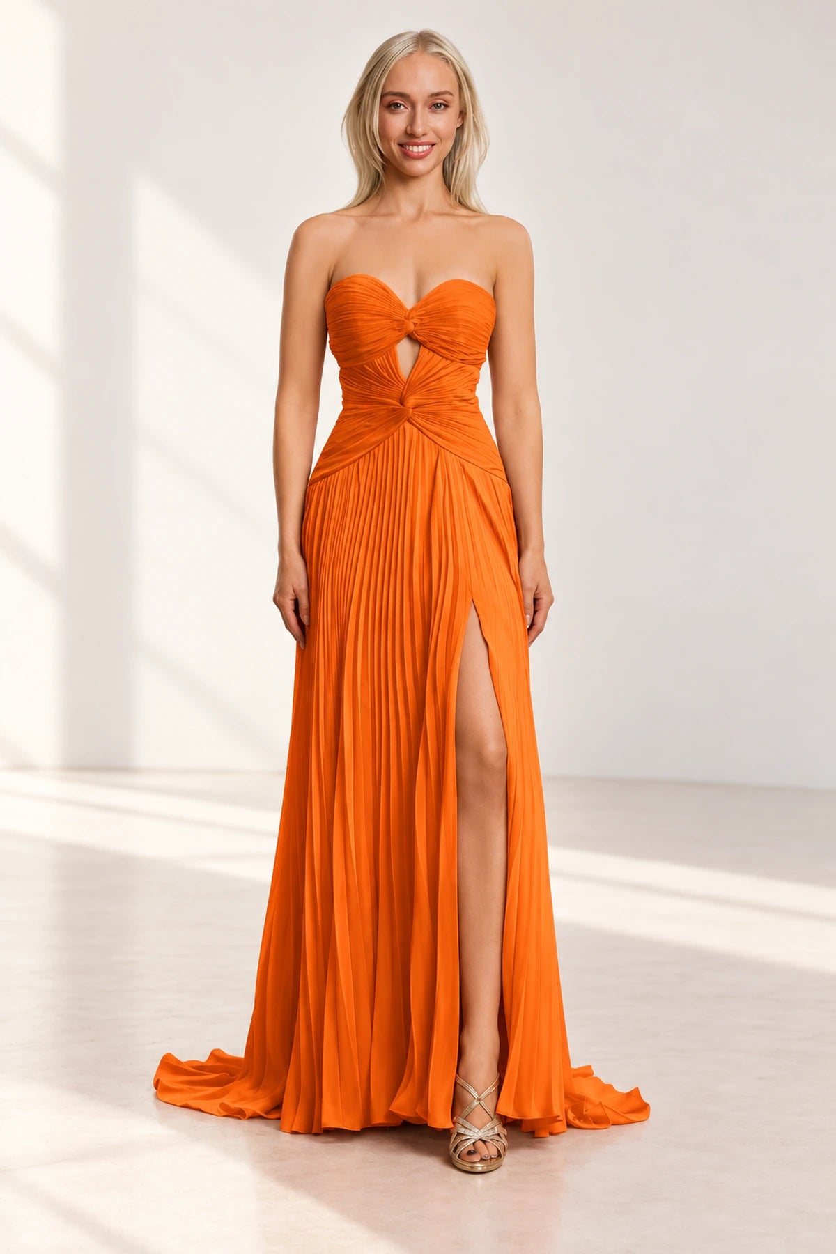 Elegant Chiffon A-Line Sweetheart Strapless Cutout Lace-Up Back Long Prom Dress
