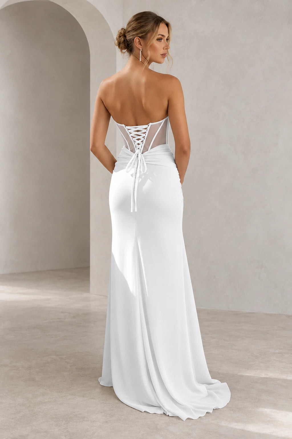 Elegant Chiffon Mermaid Sweetheart Strapless Cutout Lace-Up Back Prom Dress