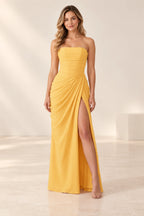 Chic Sheath Strapless Sleeveless Lace Up Back Floor Length Bridesmaid Dress