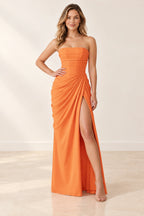Chic Sheath Strapless Sleeveless Lace Up Back Floor Length Bridesmaid Dress