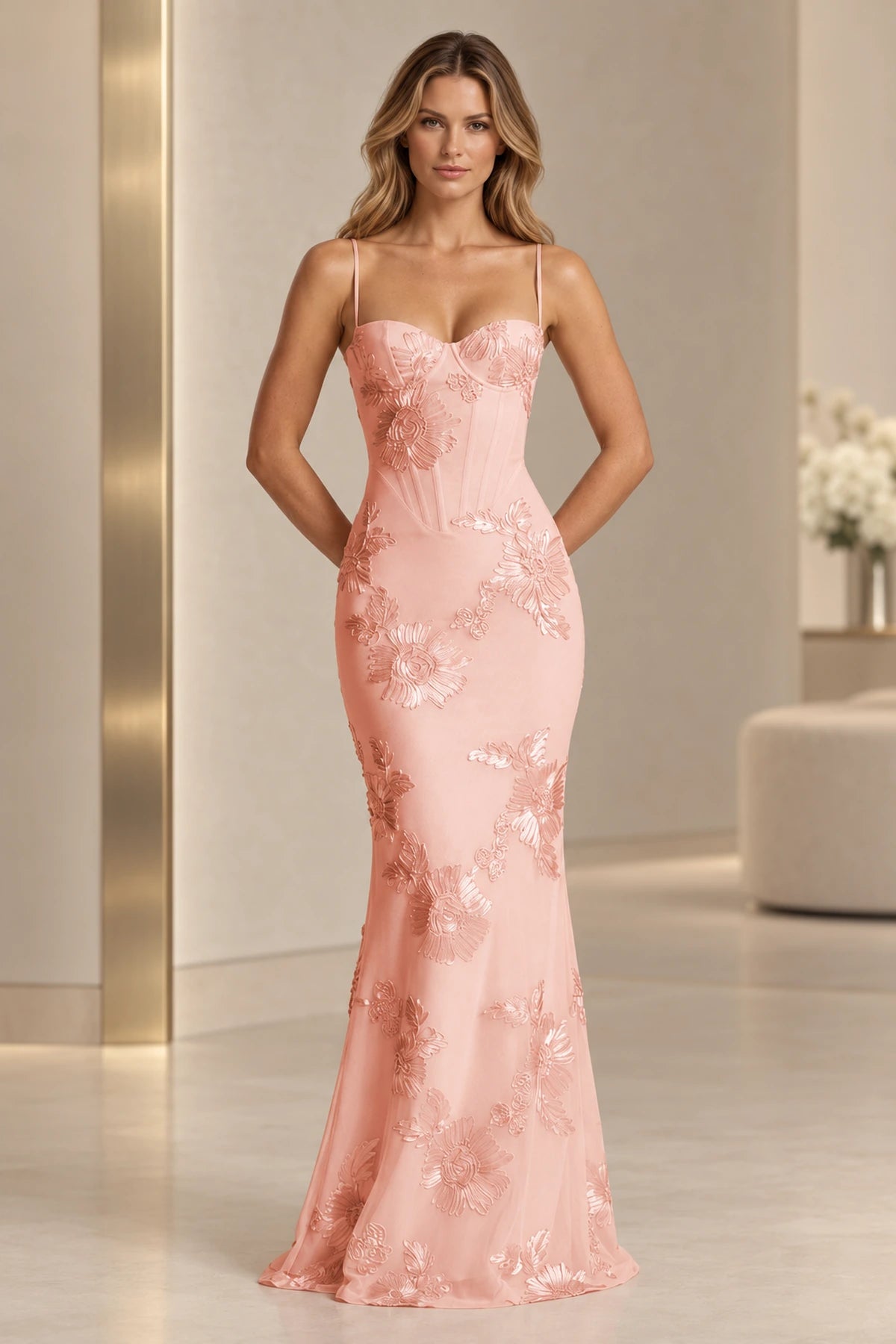 Romantic Jacquard Mermaid Sweetheart Sleeveless Lace-Up Floor-Length Prom Dress