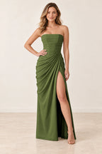 Chic Sheath Strapless Sleeveless Lace Up Back Floor Length Bridesmaid Dress