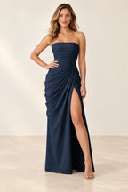 Chic Sheath Strapless Sleeveless Lace Up Back Floor Length Bridesmaid Dress
