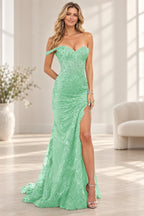 Refined Mermaid Sweetheart Off Shoulder Embellished Floor Length Prom Dress