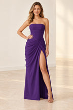 Chic Sheath Strapless Sleeveless Lace Up Back Floor Length Bridesmaid Dress