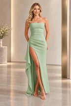 Chic Sheath Straight Neck Strapless Zipper Back Floor Length Prom Dress