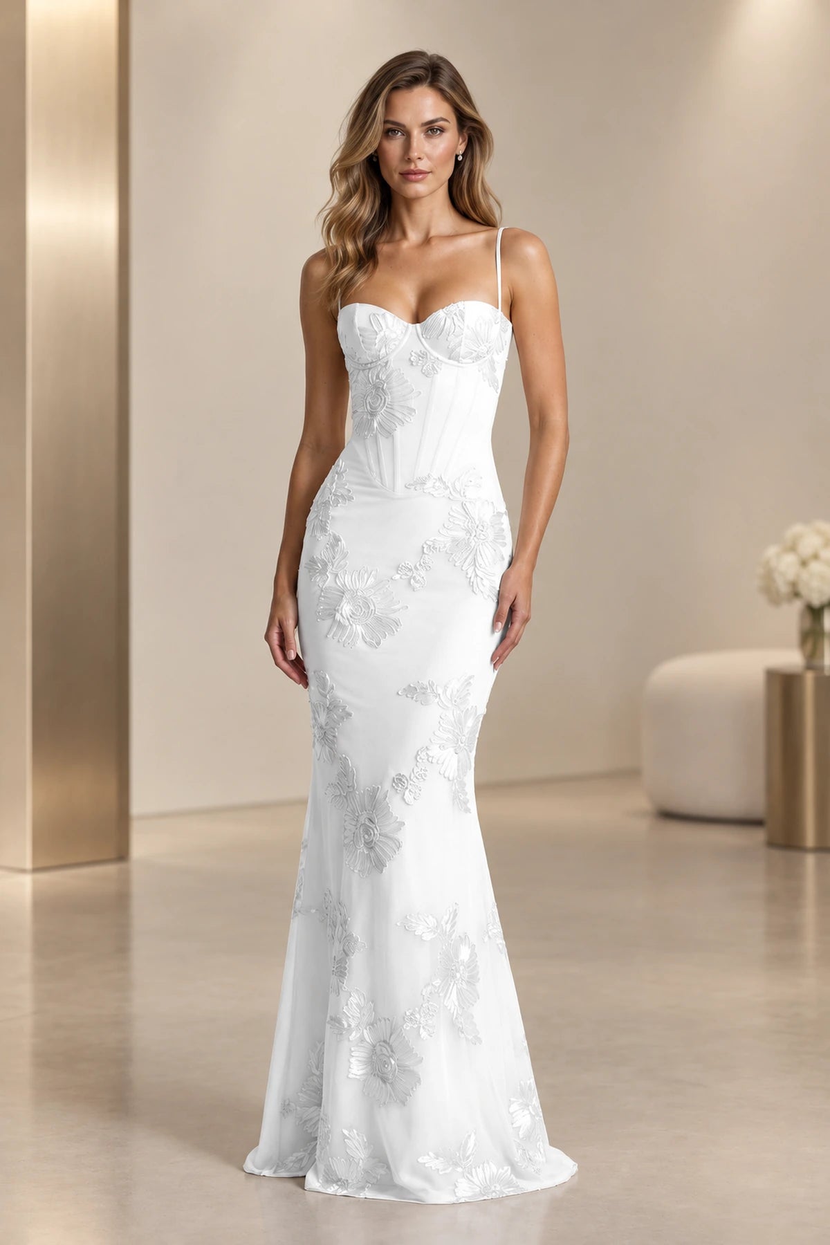 Romantic Jacquard Mermaid Sweetheart Sleeveless Lace-Up Floor-Length Prom Dress