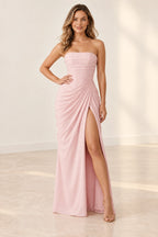Chic Sheath Strapless Sleeveless Lace Up Back Floor Length Bridesmaid Dress