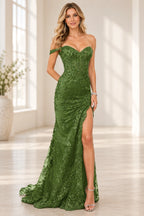 Refined Mermaid Sweetheart Off Shoulder Embellished Floor Length Prom Dress