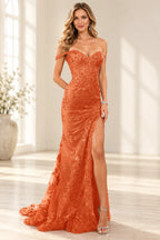 Refined Mermaid Sweetheart Off Shoulder Embellished Floor Length Prom Dress
