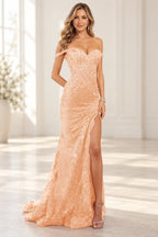 Refined Mermaid Sweetheart Off Shoulder Embellished Floor Length Prom Dress