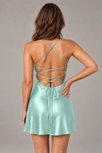 Glamorous A-Line Sweetheart Sleeveless Lace-Up Back Mini Homecoming Dress