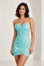 Luxurious Sheath Sweetheart Strapless Corset Back Lace Mini Homecoming Dress