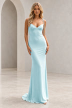 Romantic Sheath V Neck Sleeveless Tie Shoulder Floor Length Bridesmaid Dress
