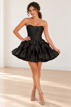 Playful Fit and Flare Sweetheart Strapless Lace-Up Back Mini Homecoming Dress