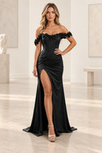 Romantic Sheath Off Shoulder Lace Up Floor Length Prom Dress