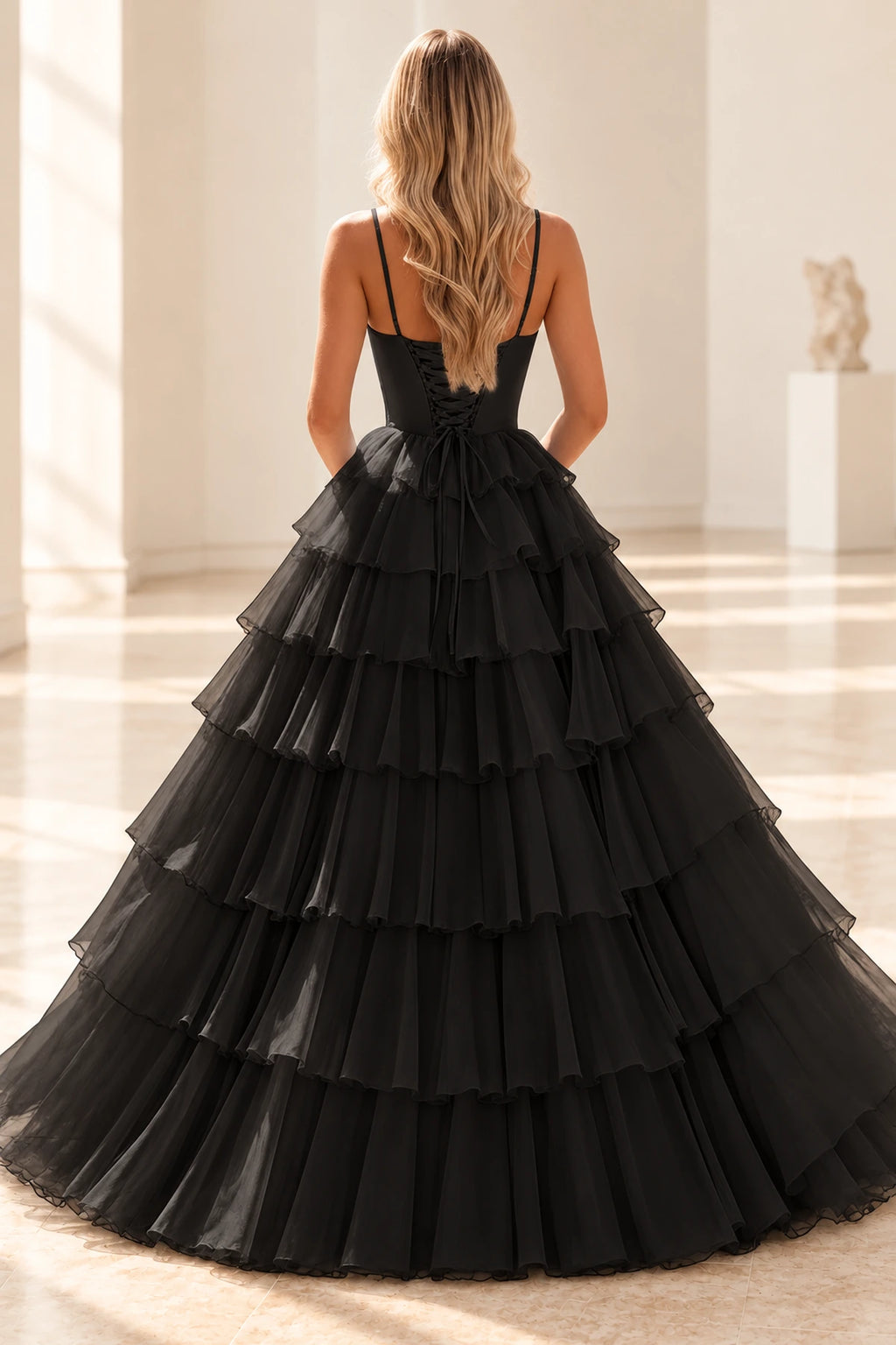 Radiant A Line Scoop Neck Sleeveless Lace Up Long Prom Dress