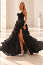 Radiant A Line Scoop Neck Sleeveless Lace Up Long Prom Dress