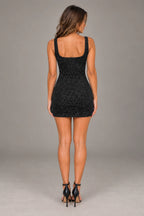 Glamorous Sheath Square Neck Sleeveless Square Back Mini Homecoming Dress