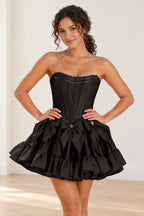 Playful Fit and Flare Sweetheart Strapless Lace-Up Back Mini Homecoming Dress