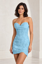 Luxurious Sheath Sweetheart Strapless Corset Back Lace Mini Homecoming Dress