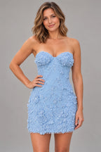 Romantic Sheath Sweetheart Strapless Lace-Up Back Mini Homecoming Dress