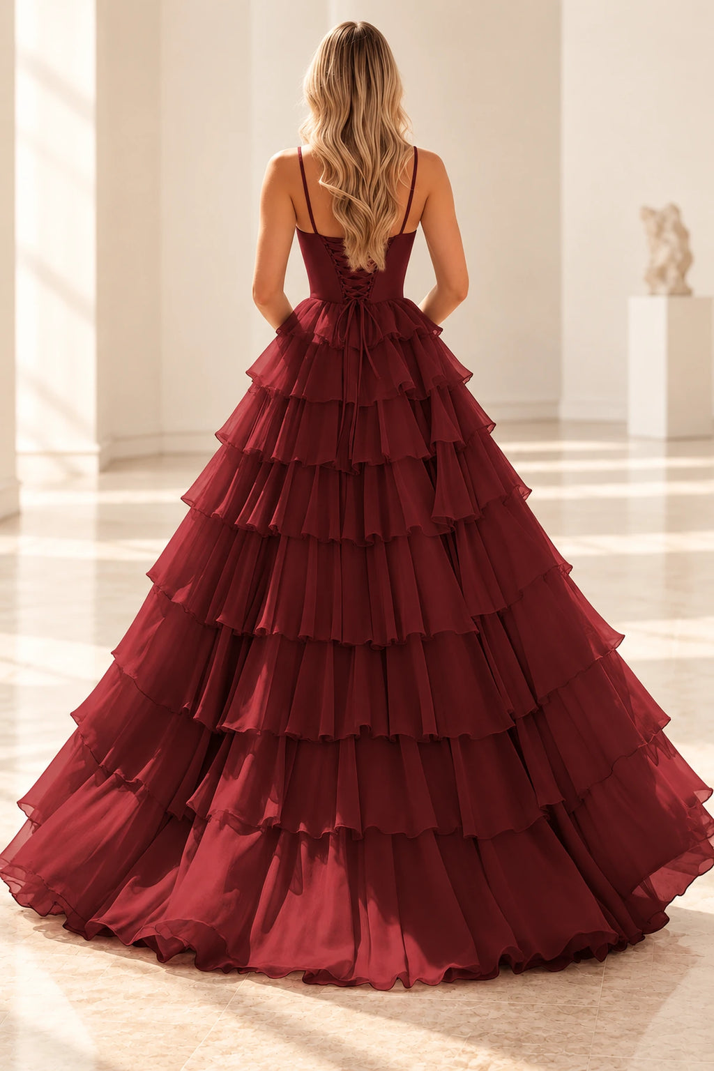 Radiant A Line Scoop Neck Sleeveless Lace Up Long Prom Dress