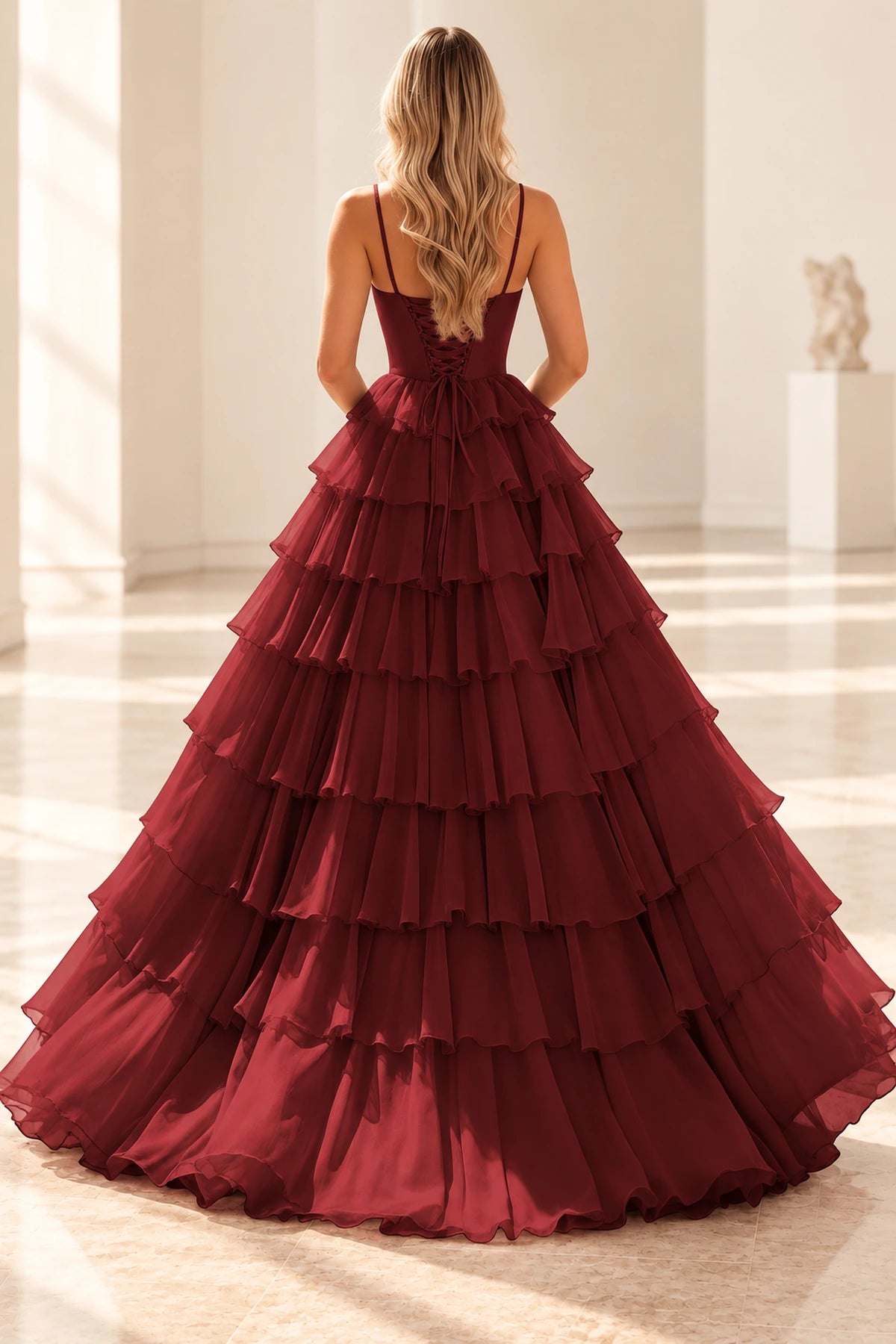Radiant A Line Scoop Neck Sleeveless Lace Up Long Prom Dress