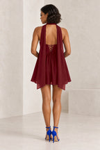 Romantic A-Line Sweetheart Sleeveless Lace-Up Back Mini Homecoming Dress