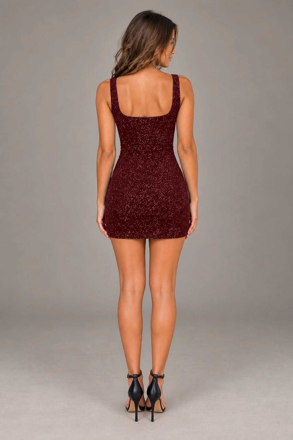 Glamorous Sheath Square Neck Sleeveless Square Back Mini Homecoming Dress
