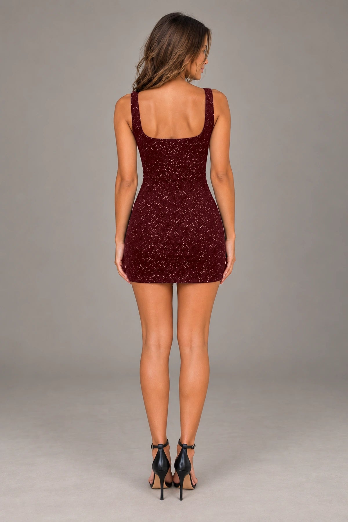 Glamorous Sheath Square Neck Sleeveless Square Back Mini Homecoming Dress