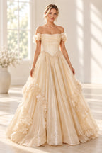 Romantic A Line Off Shoulder Lace Up Floor Length Prom Dress
