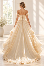 Romantic A Line Off Shoulder Lace Up Floor Length Prom Dress